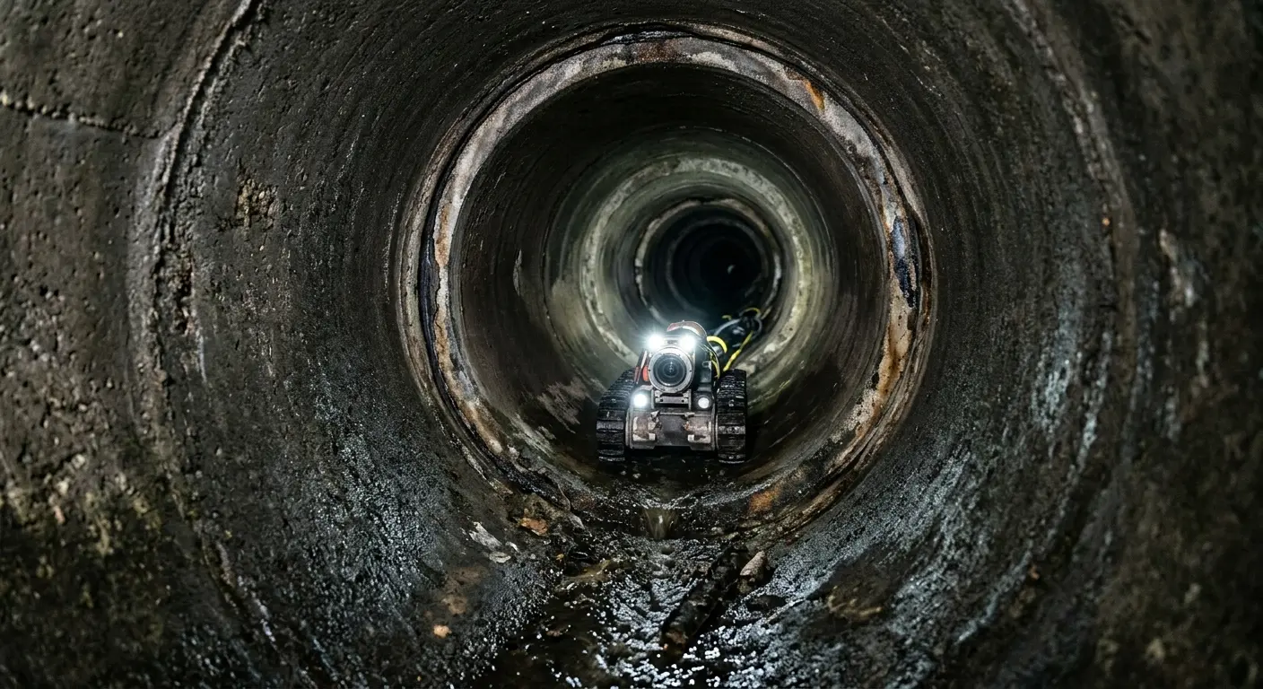 Robotic sewer camera inspecting pipe interior for Sewer Line Repair in American Falls